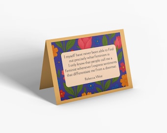 Rebecca West Note Card, Rebecca West Blank Card, Rebecca West Quote, Feminist Card, Cards Of The Resistance