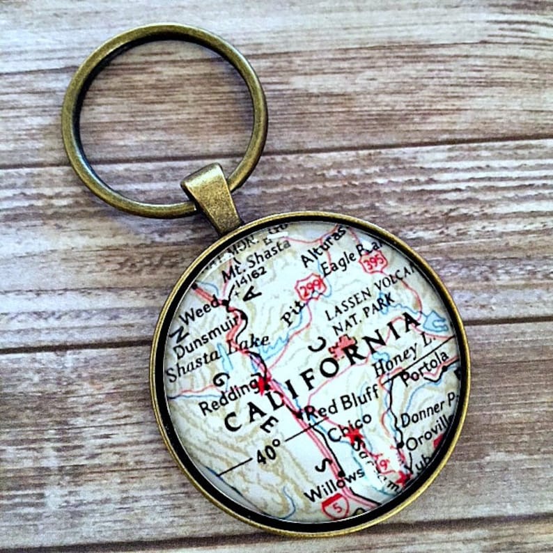 California Map Key Chain California Keychain Lassen Etsy