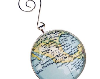 Mexico Map Ornament featuring Oaxaca Mexico City Guadalajara Veracruz great hostess gift travel memento or ancestry keepsake