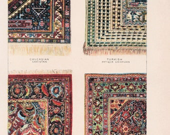 Rugs Wall Art DIGITAL DOWNLOAD Julius Bien 1902 Print Antique Color Lithograph Turkish Rugs Persian Rugs Wall Art