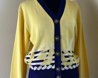 Vintage 80s San Remo V Neck Cardigan Sweater in Size Petite S