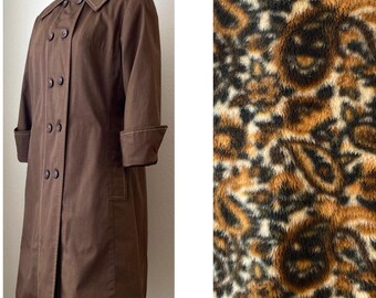 Vintage 70s Trench Coat with Removable Paisley Fleece Lining in Size SP