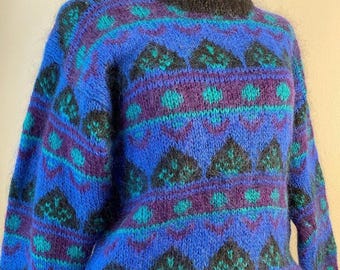 Vintage 1980s Gallagher Knitted Mohair Sweater / Vintage 80s