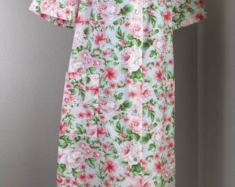 ❤︎ mumu❤︎ 80s Vintage Floral Seersucker Mumu in Size S - Etsy
