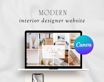 Strona internetowa Canva | Strona internetowa projektanta wnętrz | Szablon strony internetowej Canva dla firm | Szablon marketingowy | Strona internetowa dla małych firm | Motyw strony internetowej