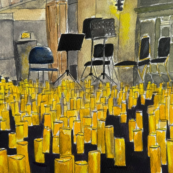 Candlelight Concert Watercolor and Gouache Art Print