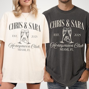 Newlyweds Shirts Mr and Mrs Tees Honeymoon Club Shirts Just Married Shirts Custom Name Honeymoon Tshirt Hubby and Wifey Shirt Couple Tee
