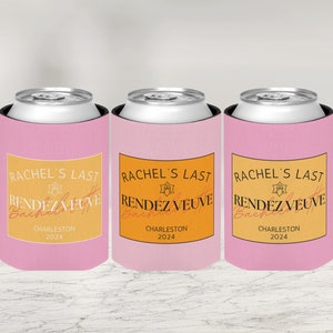Last Rendez Veuve Can Cooler Custom Bachelorette Party Can Cooler Personalized Can Sleeve Bridal Party Gifts Bachelorette Party Favors