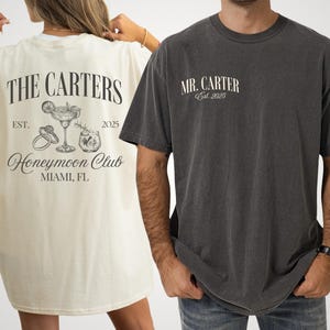 Newlyweds Shirts Mr and Mrs Tees Honeymoon Club Shirts Just Married Shirts Custom Name Honeymoon Tshirt Hubby and Wifey Shirt Couple Tee