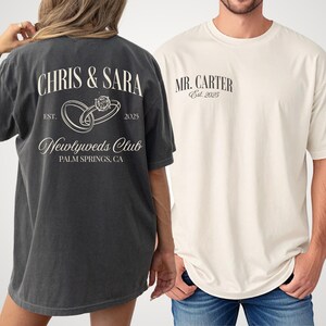 Newlyweds Shirts Mr and Mrs Tees Honeymoon Club Shirts Just Married Shirts Custom Name Honeymoon Tshirt Hubby and Wifey Shirt Couple Tee
