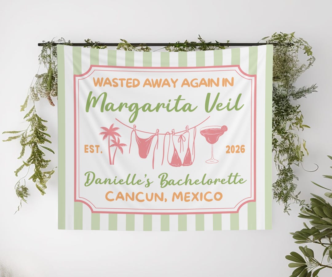 Custom Margarita Veil Bachelorette Tapestry: Final Fiesta Party Decor ...
