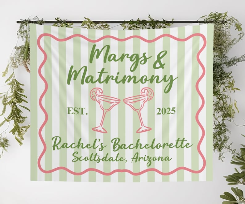 Custom Margs and Matrimony Bachelorette Tapestry: Final Fiesta Backdrop ...