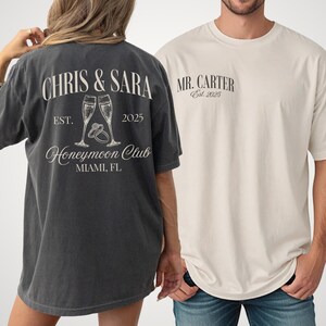 Newlyweds Shirts Mr and Mrs Tees Honeymoon Club Shirts Just Married Shirts Custom Name Honeymoon Tshirt Hubby and Wifey Shirt Couple Tee