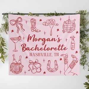 Disco Cowgirl Bachelorette Party Banner Last Rodeo Custom Tapestry Country Bach Party Nashville Bachelorette Backdrop Coastal Cowgirl Bach
