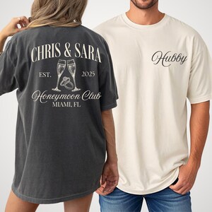 Newlyweds Shirts Mr and Mrs Tees Honeymoon Club Shirts Just Married Shirts Custom Name Honeymoon Tshirt Hubby and Wifey Shirt Couple Tee