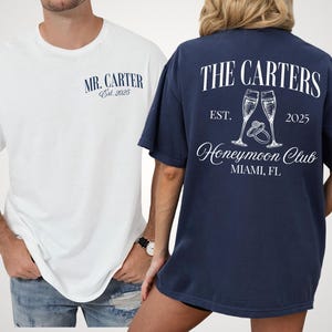 Newlyweds Shirts Mr and Mrs Tees Honeymoon Club Shirts Just Married Shirts Custom Name Honeymoon Tshirt Hubby and Wifey Shirt Couple Tee