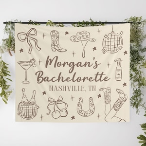 Disco Cowgirl Bachelorette Party Banner Last Rodeo Custom Tapestry Country Bach Party Nashville Bachelorette Backdrop Coastal Cowgirl Bach
