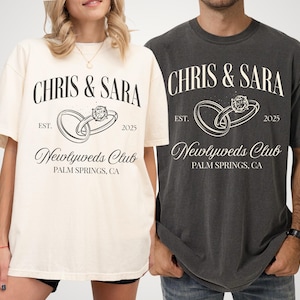 Newlyweds Shirts Mr and Mrs Tees Honeymoon Club Shirts Just Married Shirts Custom Name Honeymoon Tshirt Hubby and Wifey Shirt Couple Tee