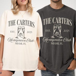 Newlyweds Shirts Mr and Mrs Tees Honeymoon Club Shirts Just Married Shirts Custom Name Honeymoon Tshirt Hubby and Wifey Shirt Couple Tee