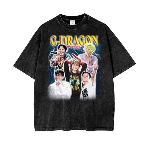 G-dragon Graphic T-shirt: Limited Edition Acid Wash, Oversized Fit