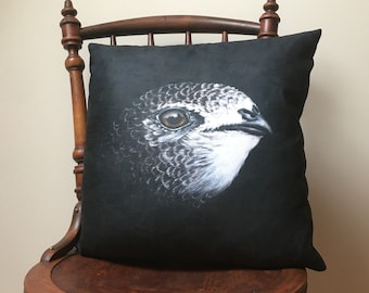 Swift cushion cover from original artwork of Common Swift, vegan suede