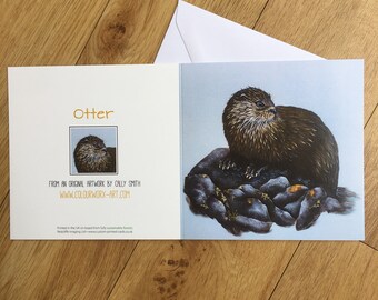 River Otter Greetings Card | Fine art | Blank card | British wildlife