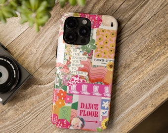 Dancing Girly Collage iPhone Case 15 14 13 12 11 Pro Max,  Coquette Phone Case, Cowgirl Disco Trendy and Cute Phone Case