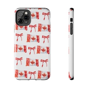 Canada Flag Collage Phone Case: Patriotic Coquette Bow iPhone Case