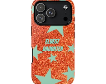 Eldest Daughter MagSafe Phone Case  Mint Stars Orange Glitter Cover Trendy Gift for Her