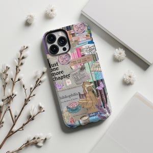 Book Theme Collage Phone Case for iPhone 15 14 13 12 11 Pro Max Samsung Galaxy 24 23 Cute Trendy Book Lover Gift