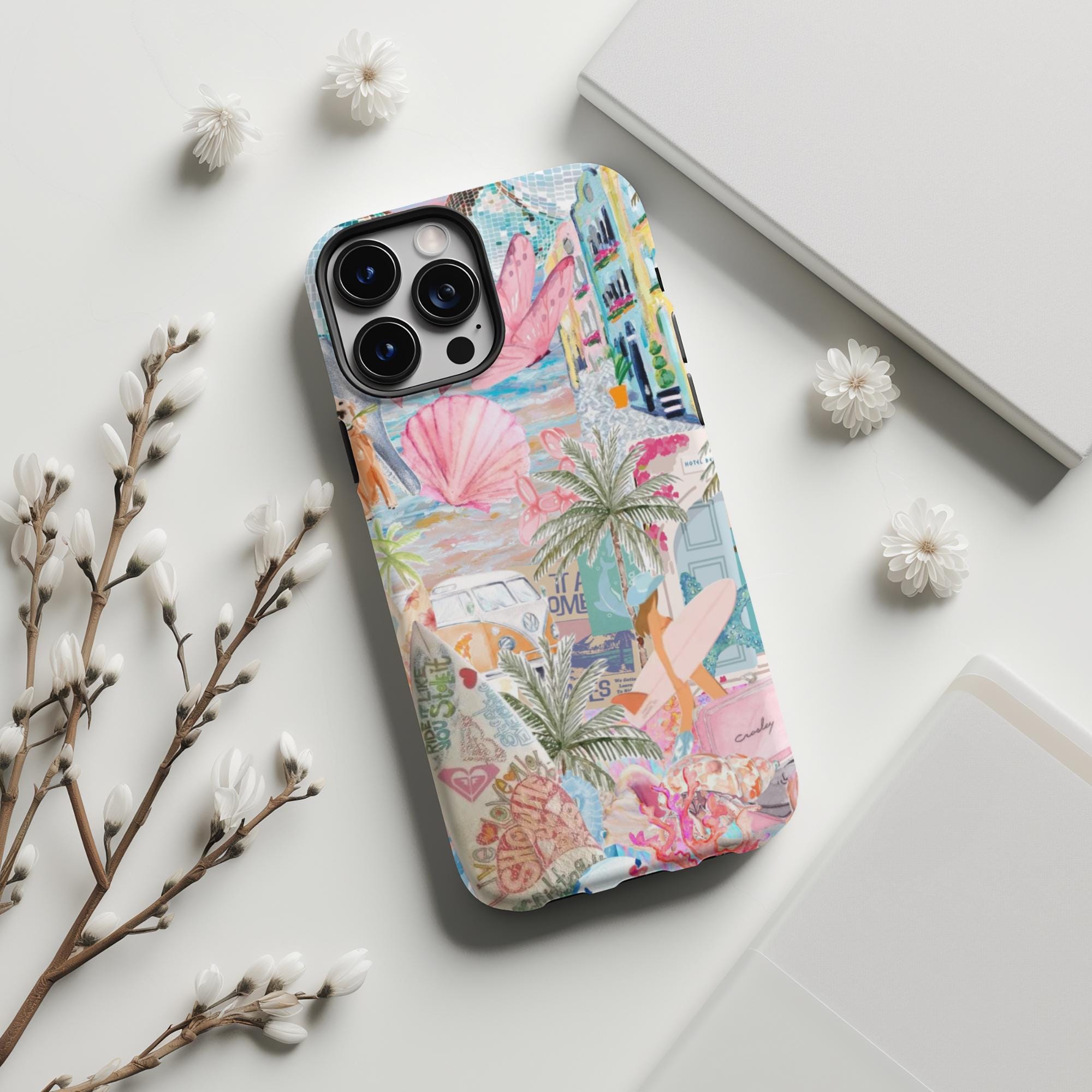 Coastal Beach Collage iPhone Case: European Summer Phone Cover