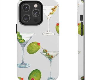 Cover per telefono Olive Martini Collage: regalo per gli amanti dei cocktail