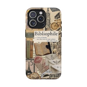 Book Collage MagSafe Phone Case iPhone 16 15 14 13 12 11 Pro Max, Bibliophile Cover Gift for Her Literary Themed Bookish Retro
