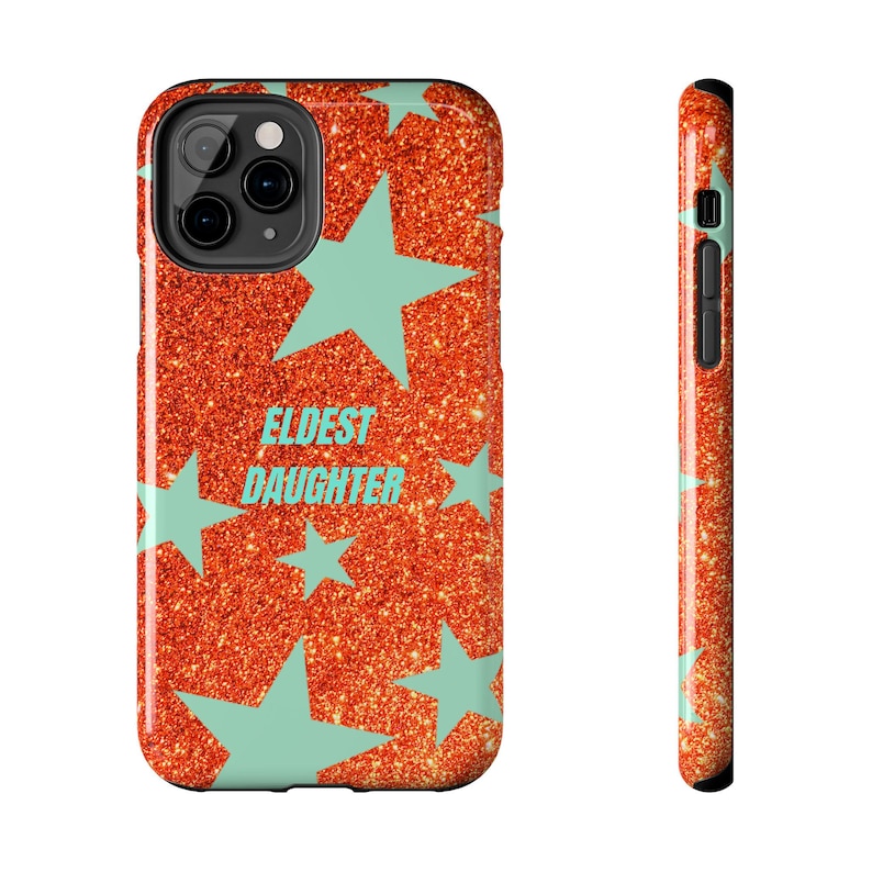 Eldest Daughter Phone Case Sparkly Orange Glitter Star Design, Trendy iPhone Case, Protective Cover image 8