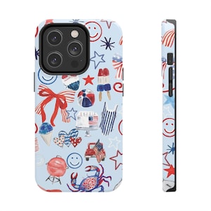7月4日のアメリカ国旗の携帯電話ケース 15 14 13 12 11 Pro Max、独立記念日の愛国的な赤白青の携帯電話カバー ティーンギフト