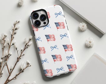 Coquette American Flag Phone Case: Patriotic Bow Collage