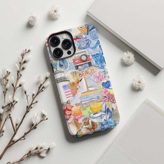 Beach Collage Phone Case, Summer Coastal Gift for Girlfriend