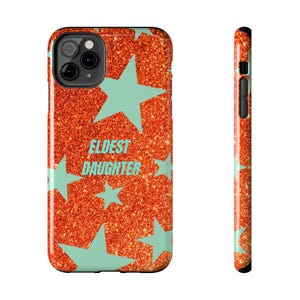 Eldest Daughter Phone Case Sparkly Orange Glitter Star Design, Trendy iPhone Case, Protective Cover image 14