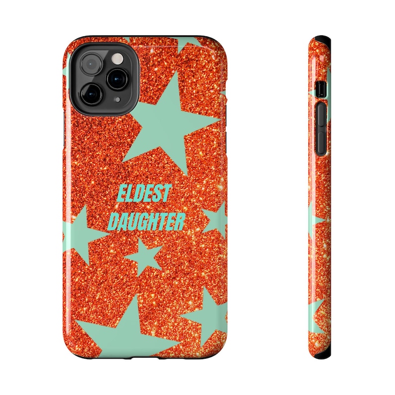Eldest Daughter Phone Case Sparkly Orange Glitter Star Design, Trendy iPhone Case, Protective Cover image 14