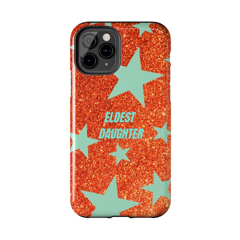Eldest Daughter Phone Case Sparkly Orange Glitter Star Design, Trendy iPhone Case, Protective Cover image 9