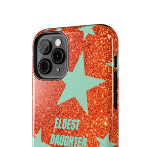 Eldest Daughter Phone Case Sparkly Orange Glitter Star Design, Trendy iPhone Case, Protective Cover image 11