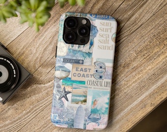 Coastal Life Collage Phone Case, Summer Beach Girly Aesthetic iPhone 15 14 13 12 11 Pro Max Samsung Galaxy 24 23