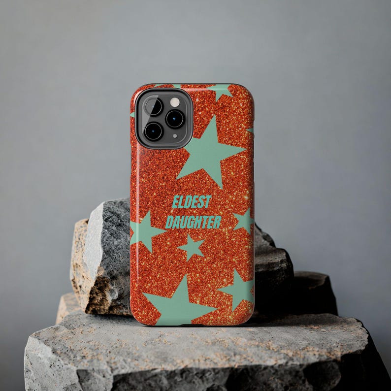 Eldest Daughter Phone Case Sparkly Orange Glitter Star Design, Trendy iPhone Case, Protective Cover image 12