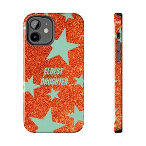 Eldest Daughter Phone Case Sparkly Orange Glitter Star Design, Trendy iPhone Case, Protective Cover image 20