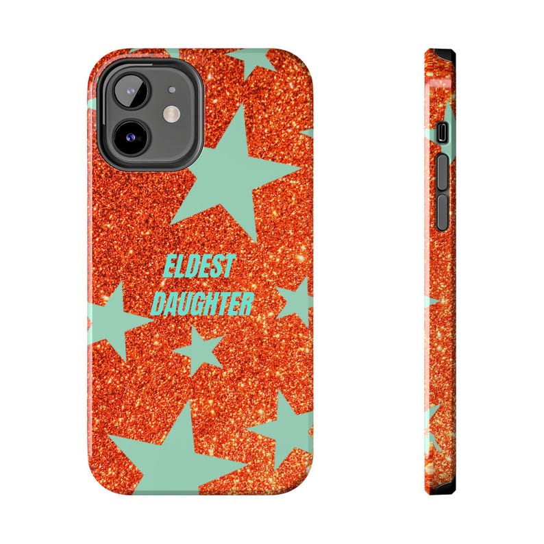 Eldest Daughter Phone Case Sparkly Orange Glitter Star Design, Trendy iPhone Case, Protective Cover image 20