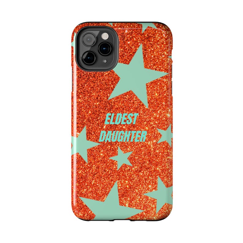 Eldest Daughter Phone Case Sparkly Orange Glitter Star Design, Trendy iPhone Case, Protective Cover image 15