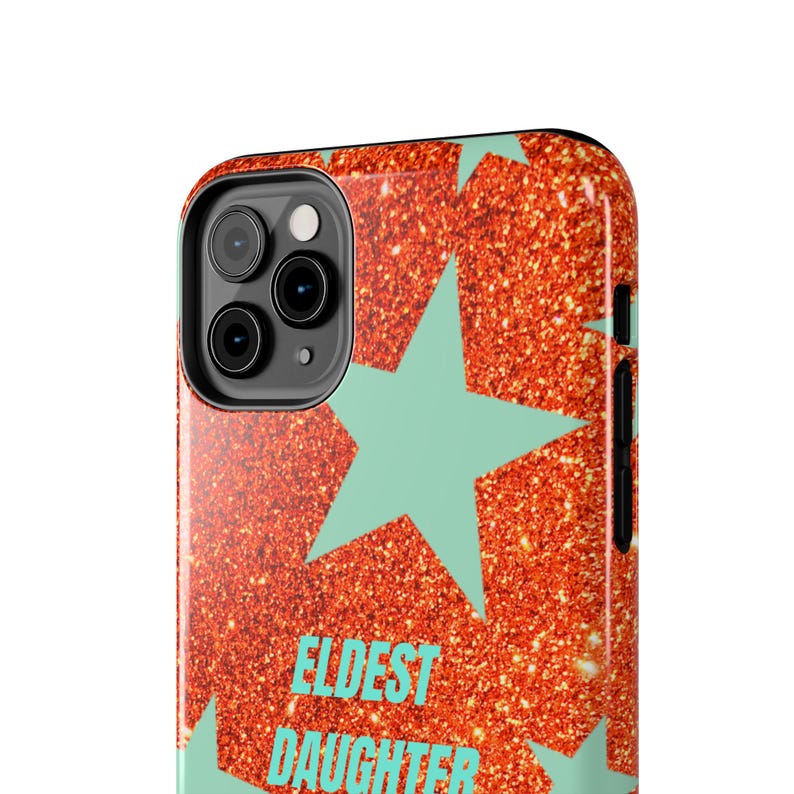 Eldest Daughter Phone Case Sparkly Orange Glitter Star Design, Trendy iPhone Case, Protective Cover image 17