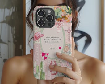 Christian Cowgirl Phone Case: Pastel Bible Verse Cover, Religious Gift