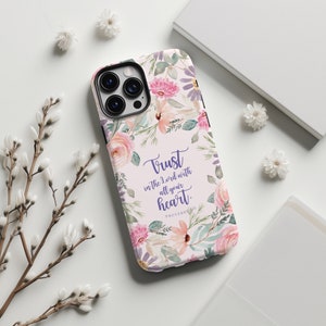 Capa de celular com citação cristã e versículos bíblicos para iPhone 15, 14, 13, 12, 11 Pro Max, presente com escrituras de fé