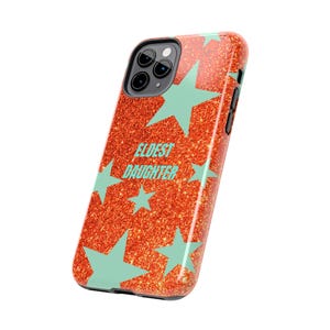 Eldest Daughter Phone Case Sparkly Orange Glitter Star Design, Trendy iPhone Case, Protective Cover image 10
